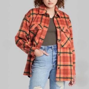 Orange plaid thick shirt/jacket
